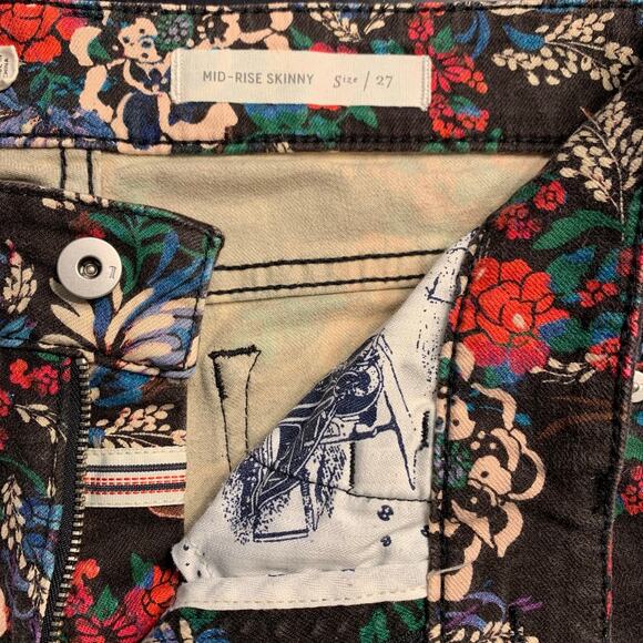 Pilcro by Anthro Pants Women's Sz 27 Mid Rise Skinny Coquette Floral Stretch - Picture 5 of 11